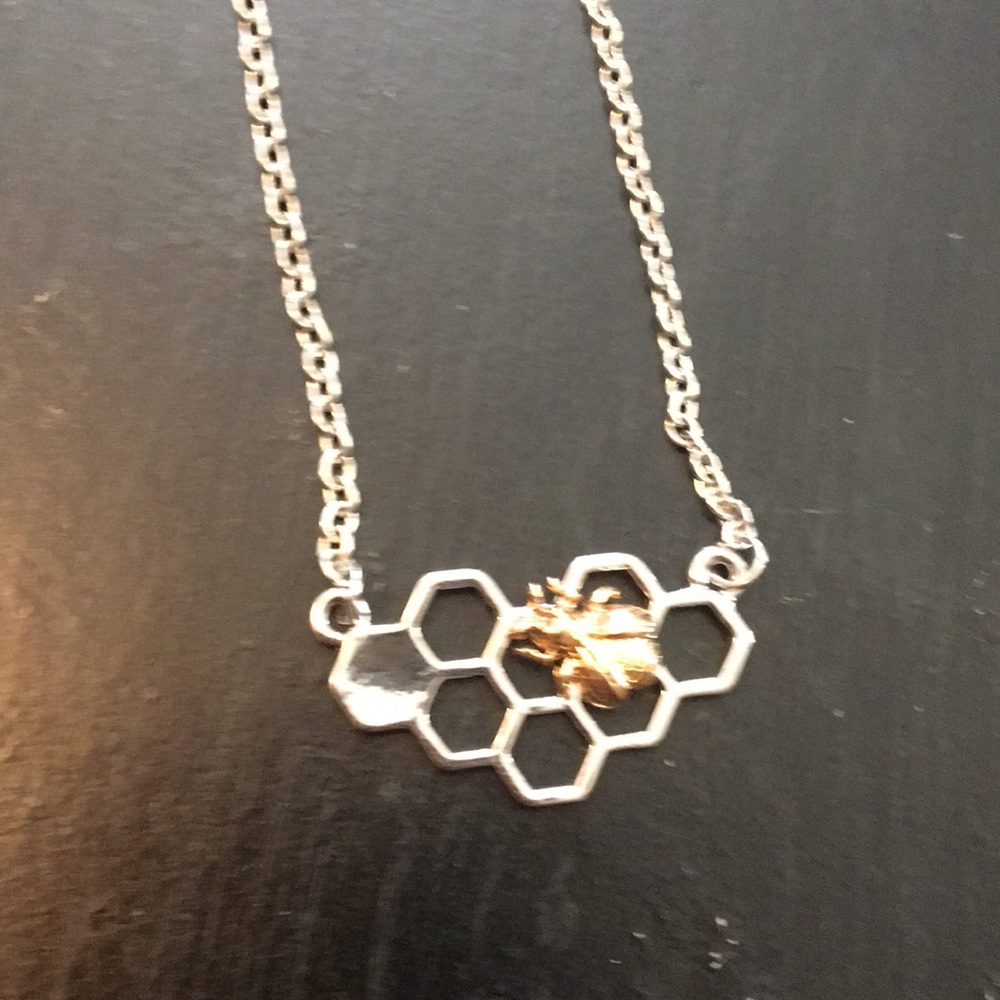Honeycomb and bee necklace